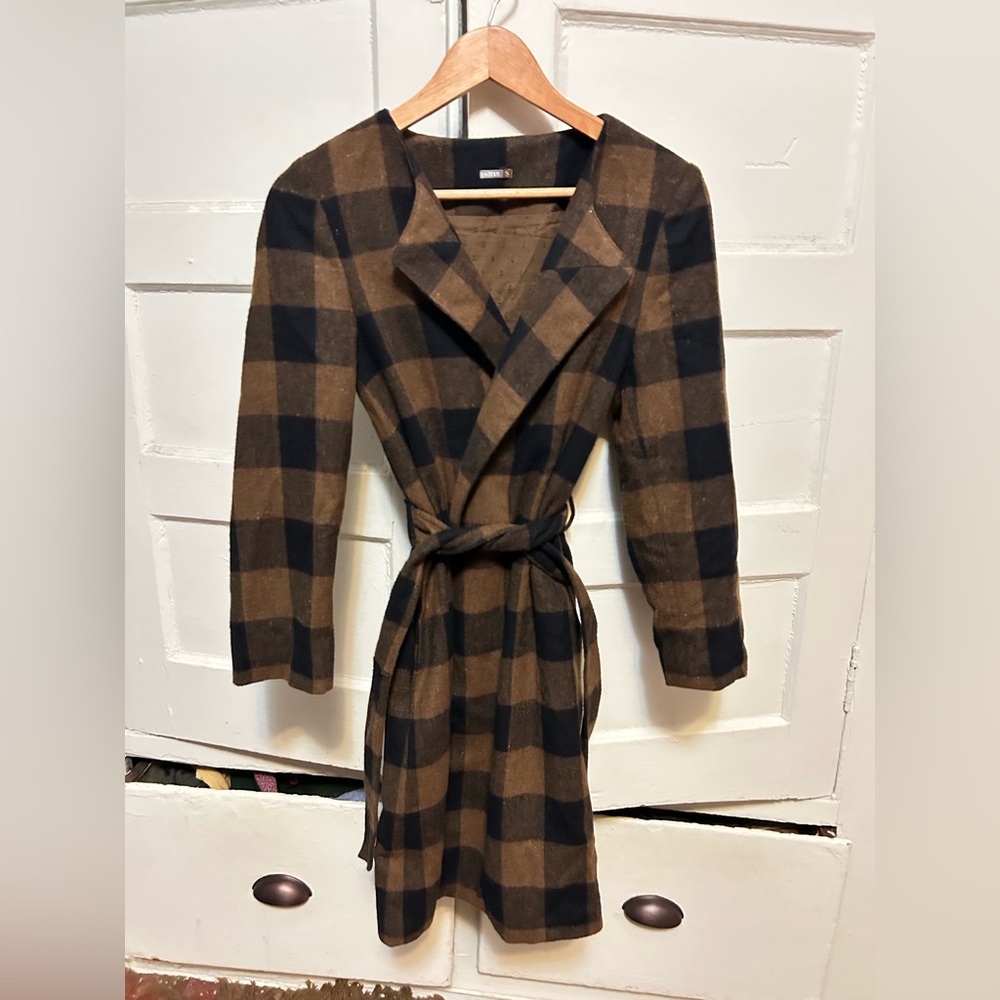 Matta Brown and Black Checkered Coat